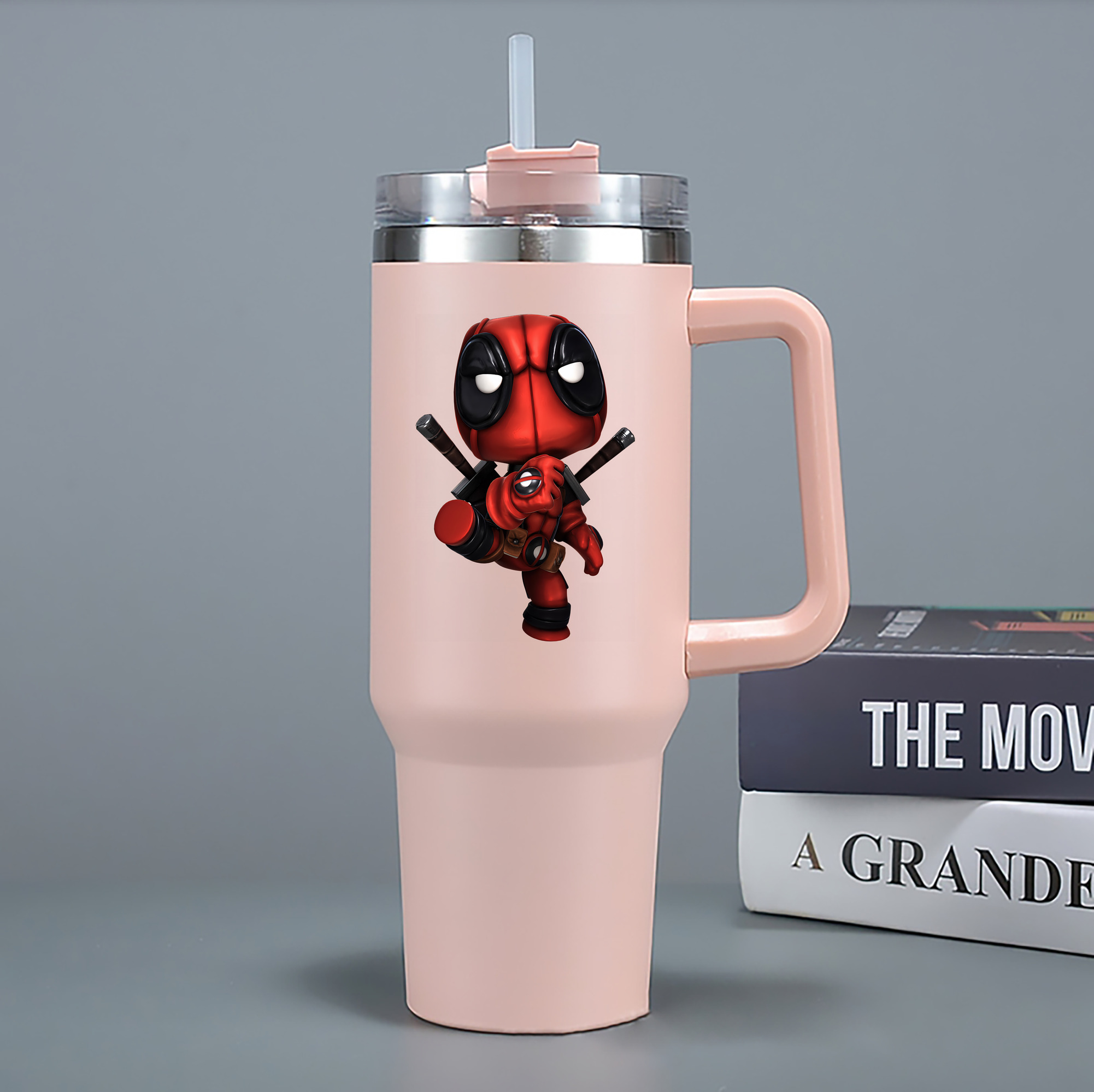 （画像用） Deadpool デッドプール 1200mL車用タンブラー - クリスタルステッカー（プラスチックストロー付き）